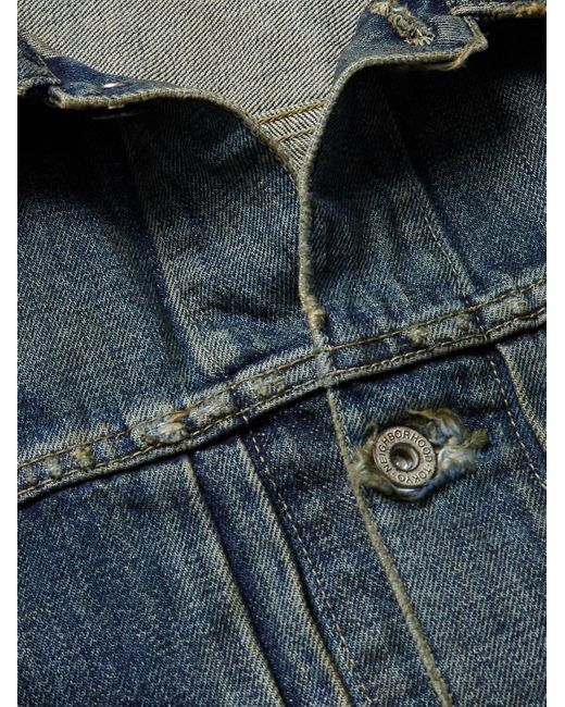 Neighborhood Blue Savage Type-1 Distressed Denim Jacket for men