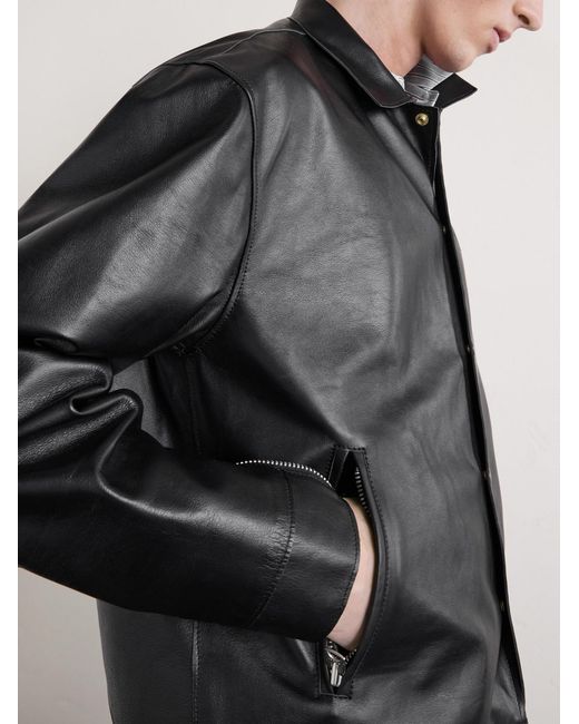 Sacai Black Layered Leather Blouson Jacket for men