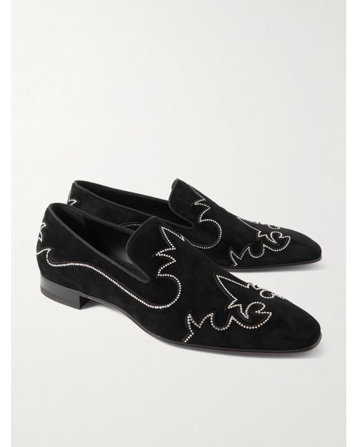 Christian Louboutin Dandysiago Loafers aus Samt mit Verzierungen und Ripsband in Black für Herren