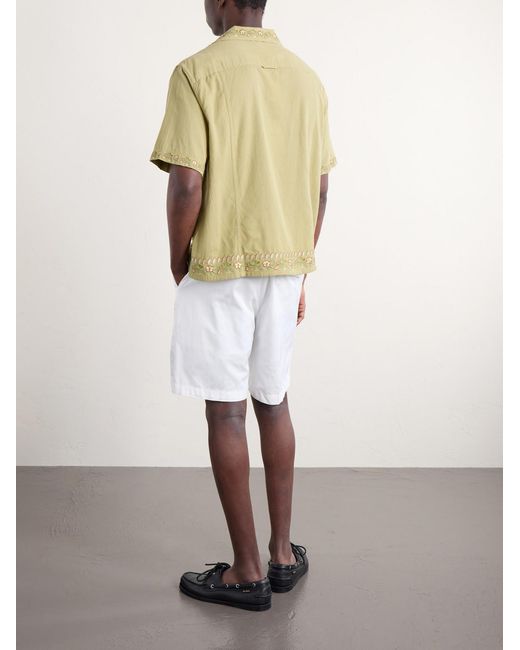 Corridor NYC Natural Augusta Embroidered Cotton Shirt for men