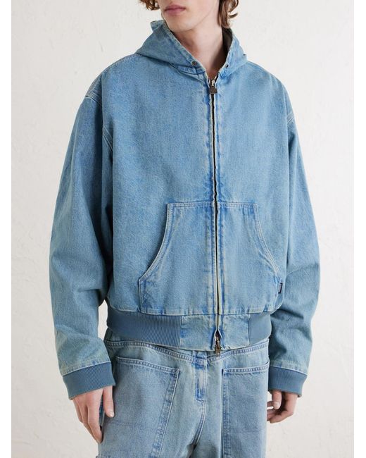 Vetements Blue Hooded Denim Jacket for men