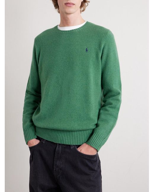 Polo Ralph Lauren Green Logo-embroidered Wool And Cashmere-blend Sweater for men