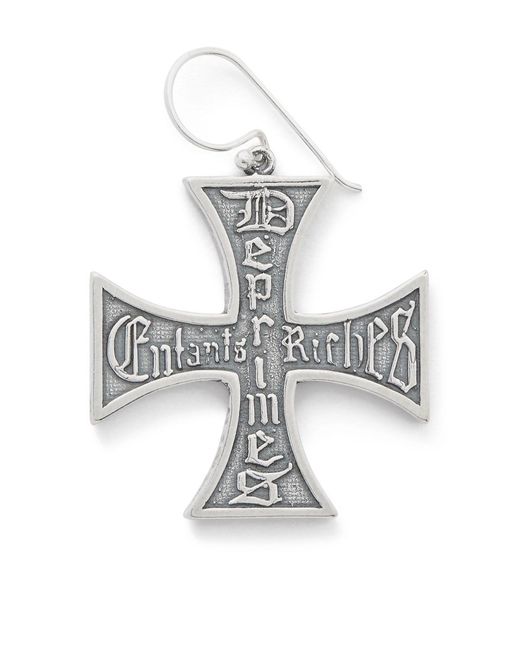 Enfants Riches Deprimes White Cross Logo-Detailed Sterling Single Earring for men