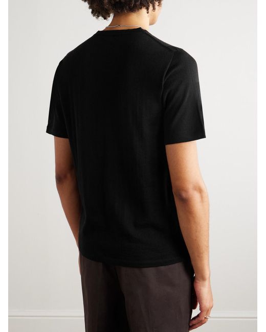 Saman Amel Black Slim-Fit Wool T-Shirt for men