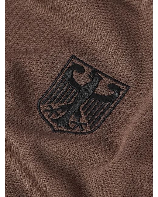 Vetements Brown Printed Embroidered Panelled Cotton-mesh T-shirt for men