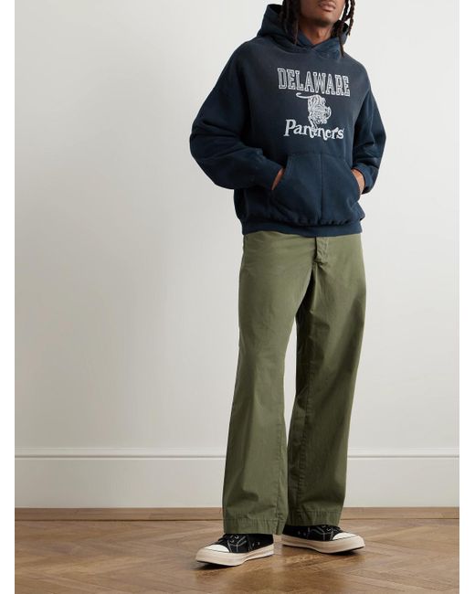 Remi Relief Green Straight-Leg Cotton-Canvas Trousers for men