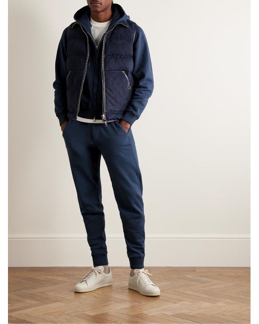 Tom Ford Blue Garment-dyed Cotton-jersey Zip-up Hoodie for men