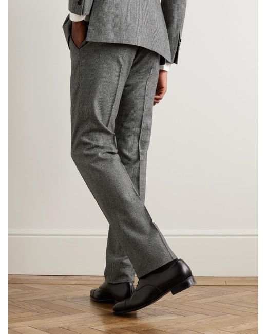 Kingsman Gray Slim-fit Straight-leg Prince Of Wales Wool Trousers for men