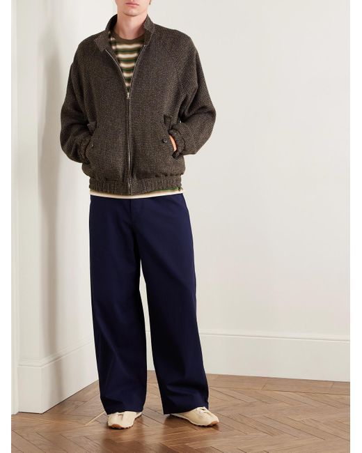 Auralee Gray Wool, Alpaca And Silk-Blend Tweed Bomber Jacket for men