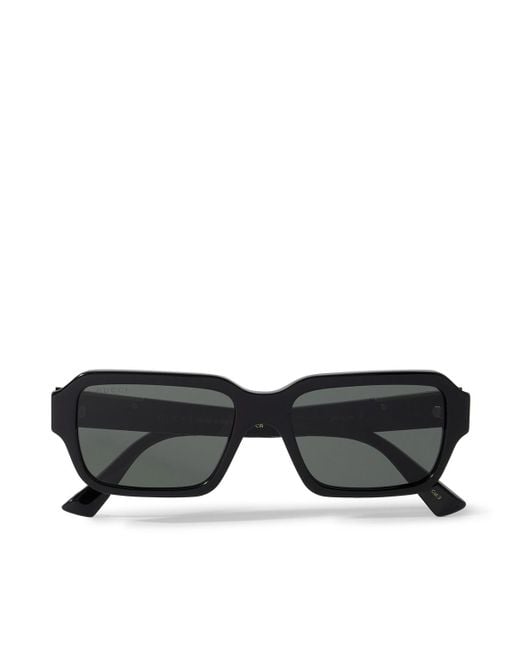 Gucci Black Rectangular-Frame Recycled-Acetate And Enamelled-Tone Sunglasses for men