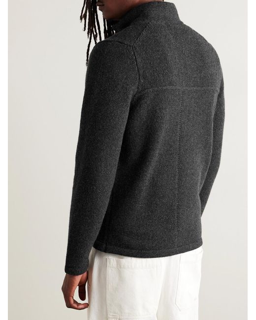 Inis Meáin Black Lifeline Merino Wool And Cashmere-blend Zip-up Cardigan for men