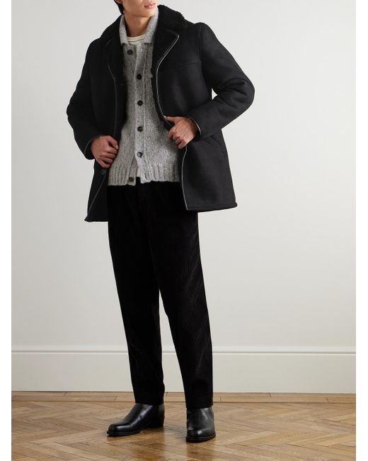 Mr P. Black Shearling Coat for men