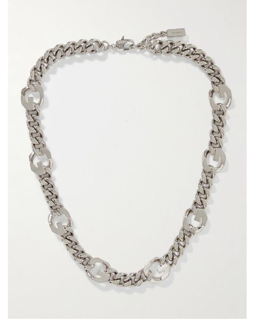 Givenchy White G Chain Silver-tone Necklace for men