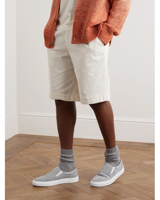 Mr P. White Regenerated Suede By Evolo Slip-On Sneakers for men