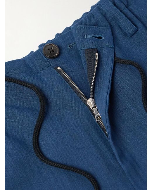 Dries Van Noten Blue Straight-leg Linen-blend Trousers for men