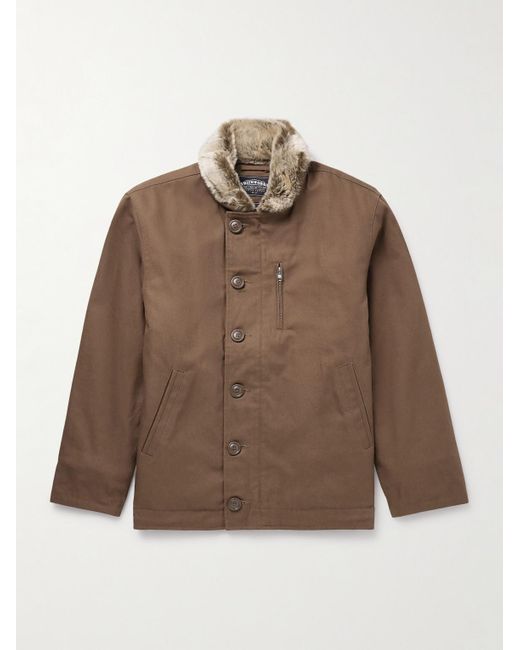 FRIZMWORKS Edgar Jacke aus Baumwoll-Canvas mit Besatz aus Faux Fur in Brown für Herren