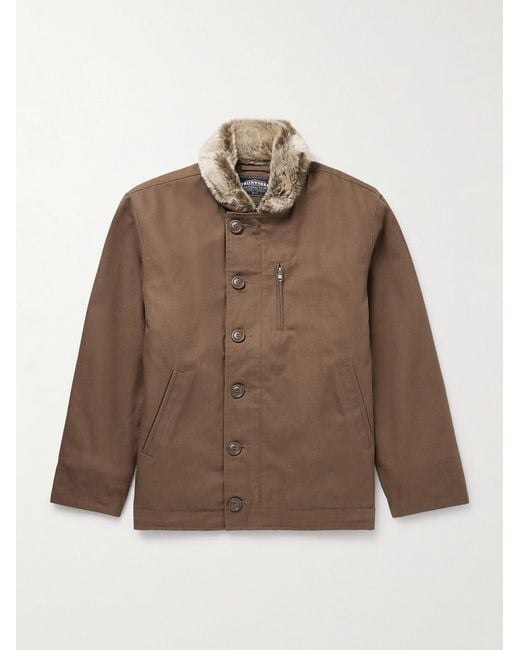 Edgar Plush-Trimmed Cotton-Canvas Jacket di FRIZMWORKS in Brown da Uomo