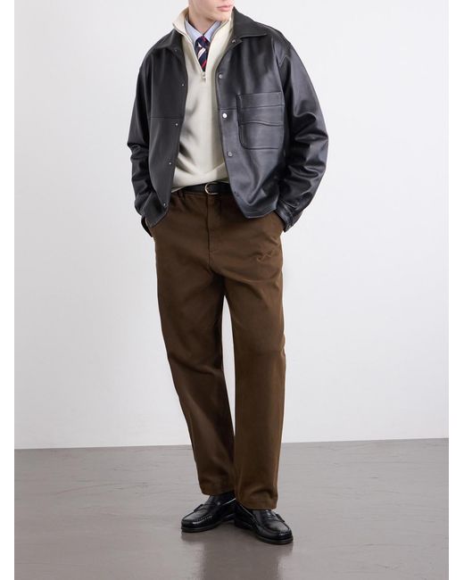 Barena Brown Straight-Leg Cotton-Blend Gabardine Trousers for men