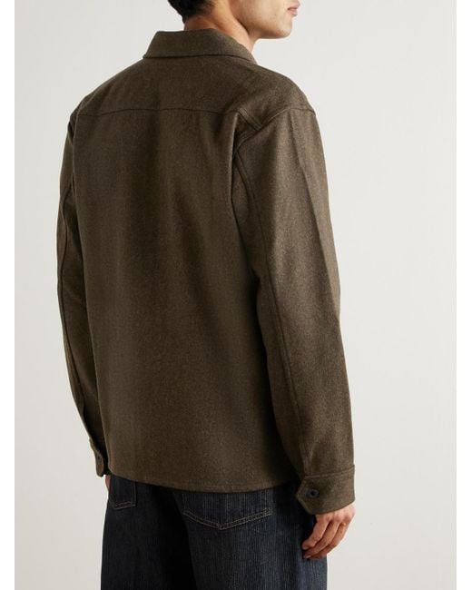 RRL Green Wool-Blend Felt Overshirt for men