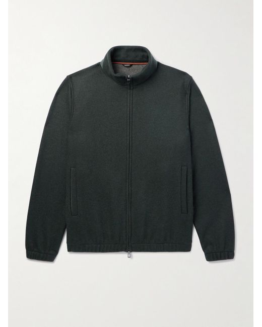 Loro Piana Black Cashmere Zip-up Sweater for men