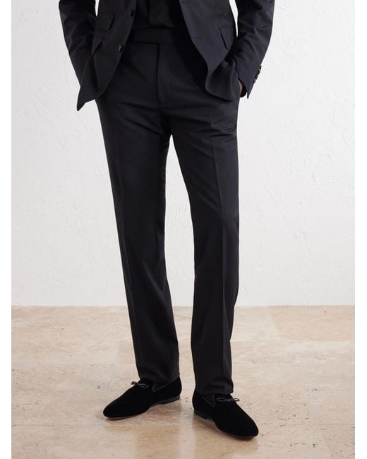 Tom Ford Black Scott Bow-Detailed Velvet Loafers for men