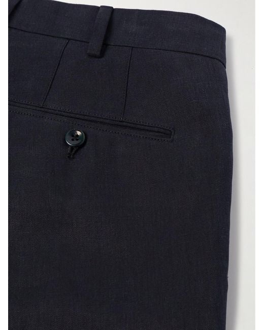 Pantaloni slim-fit a gamba dritta in twill di lino Pantaflat di Loro Piana in Blue da Uomo