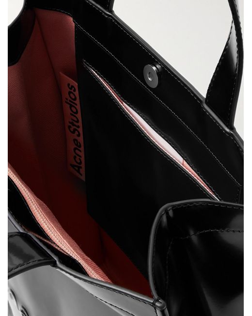 Acne Black Logo-Embossed Faux Glossed-Leather Tote Bag for men