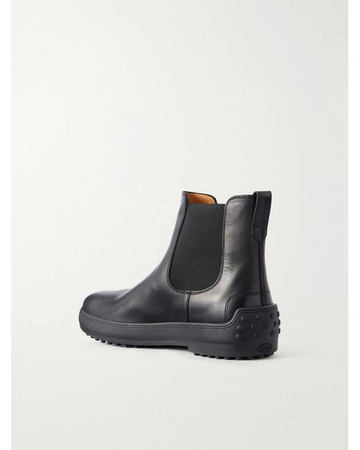 Tod's Black Winter Gommino Leather Chelsea Boots for men