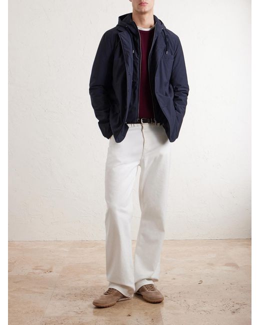 Herno Blue Hooded Shell Blazer for men