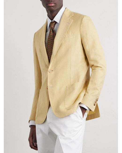 De Petrillo Natural Linen And Cotton-Blend Blazer for men