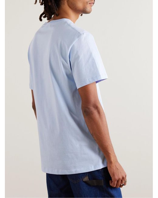 T-shirt in jersey di cotone con logo ricamato di Loewe in Blue da Uomo