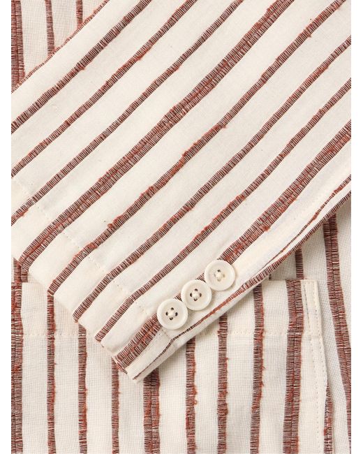 Kardo Natural Hugh Embroidered Striped Cotton Suit Jacket for men