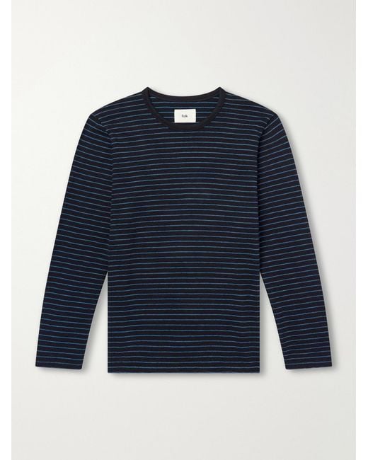 Folk Blue Striped Cotton T-shirt for men
