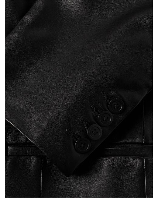 John Elliott Black Double-breasted Leather Blazer for men