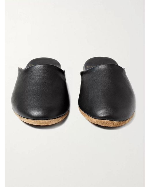 Derek Rose White Morgan Leather Slippers for men