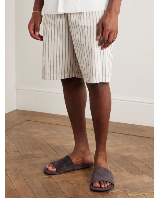 The Row White Hugh Suede Slides for men