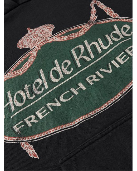 Rhude Riviera Hoodie aus Baumwoll-Jersey mit Logoprint in Black für Herren