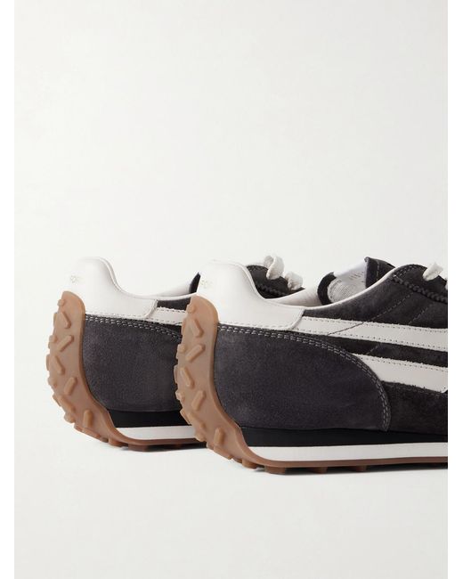 Tom Ford White Mick Leather-Trimmed Suede Sneakers for men