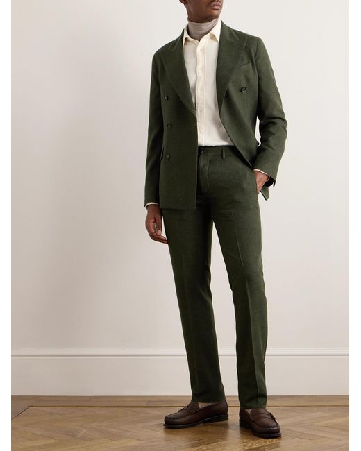 Massimo Alba Green Mauko Slim-Fit Straight-Leg Wool Suit Trousers for men