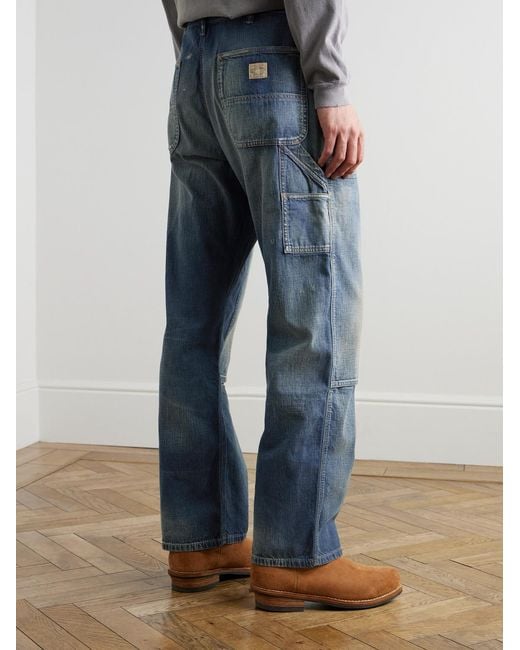 Polo Ralph Lauren Blue Polo Country Slim-Fit Straight-Leg Distressed Panelled Jeans for men