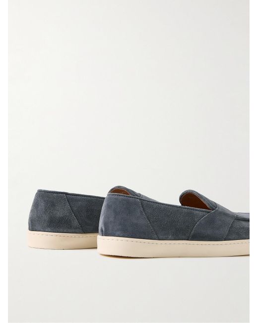 George Cleverley Blue Joey Suede Penny Loafers for men