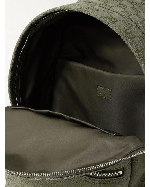 Gucci Neo Rucksack aus Canvas mit Logomuster und Lederbesatz in Green für Herren