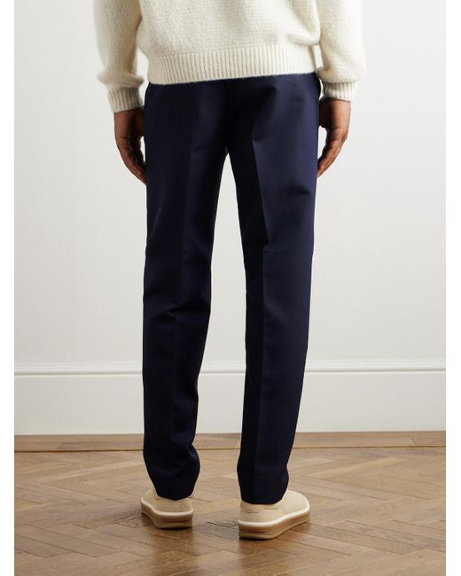 Loro Piana Blue Jarno Straight-Leg Wool And Cotton-Blend Twill Trousers for men