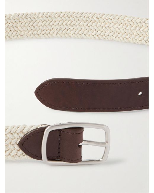 Loro Piana Natural 3cm Leather-trimmed Woven Cotton Belt for men