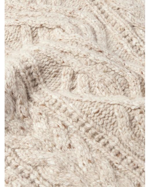 Loro Piana Newcastle Rollkragenpullover aus einer melierten Woll-Kaschmirmischung in Zopfstrick in Natural für Herren