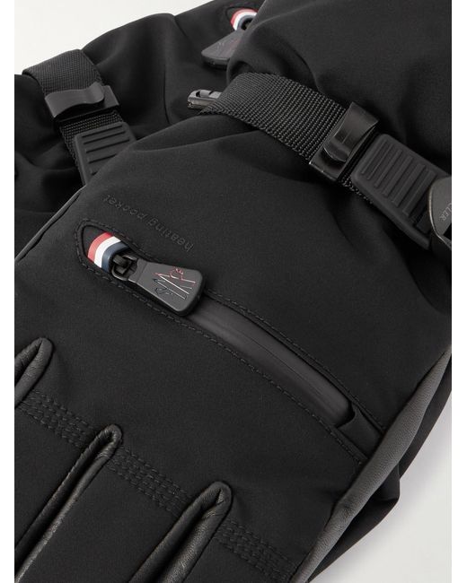 Moncler Black Leather-Trimmed Shell Ski Gloves for men