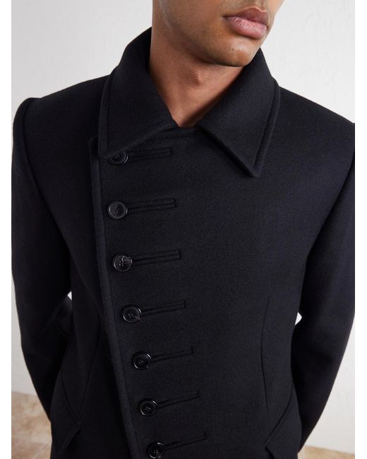 Dries Van Noten Blue Double-Breasted Wool-Blend Twill Blazer for men