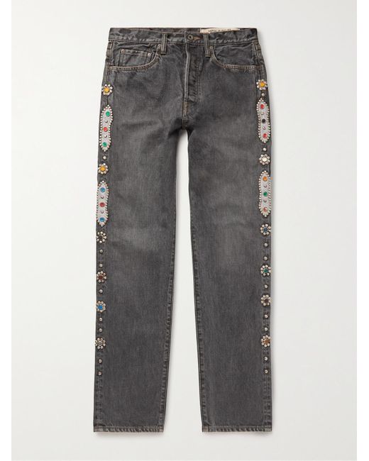 Kapital Black Embellished Denim Jeans for men