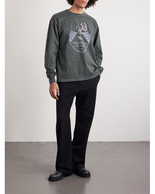 Neighborhood Gray Logo-print Pigment-dyed Cotton-jersey T-shirt for men