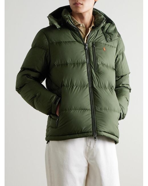 Polo Ralph Lauren Green Gorham Logo-Embroidered Quilted Recycled-Ripstop Hooded Down Jacket for men